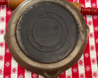 Rare Antique Mi-Pet Western Foundry Cast Iron Skillet Griddle, Chicago, Nickel Chromium Plated, Restored