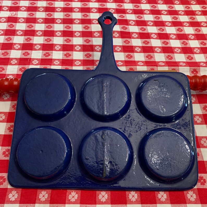 Antique Pilsen Cast Iron Enamel Egg Poacher 6 Cup Marked Etsy