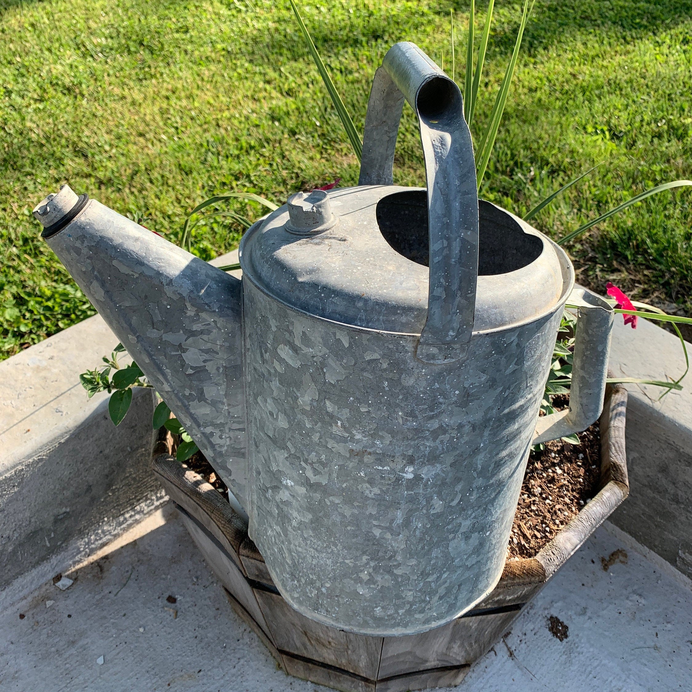 Galvanized Watering Can Large 10 Quart Vintage Rustic Etsy