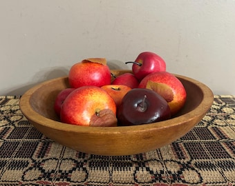 Vintage Munising Wooden Bowl,  Off Round 10.5 inch, Rustic Primitive Farmhouse Fall Decor