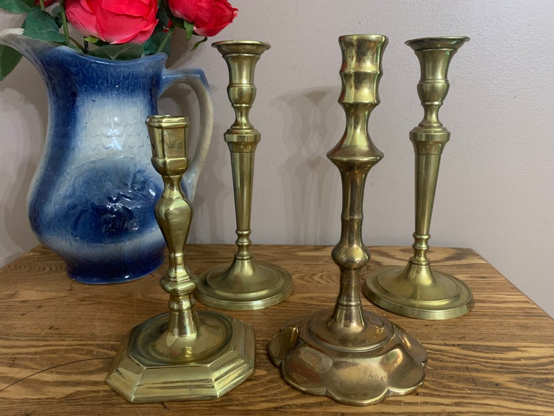 Vintage Solid Brass Candlesticks Pair 10.5 Candle Holders Etsy