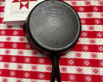 No. 3 Cast Iron Skillet FAVORITE PIQUA WARE Smiley Face Logo, Restored Small Vintage Frying Pan, 6.5 inches