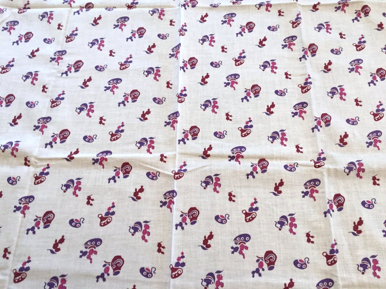 Printed Cotton Feedsack Vintage Feed or Flour Sack Fabric Quilting Sewing Material Novelty Southwest Purple Cactus Pottery