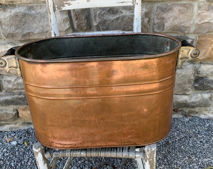 Antique Copper Wash Boiler Farmhouse Fireplace Decor Etsy
