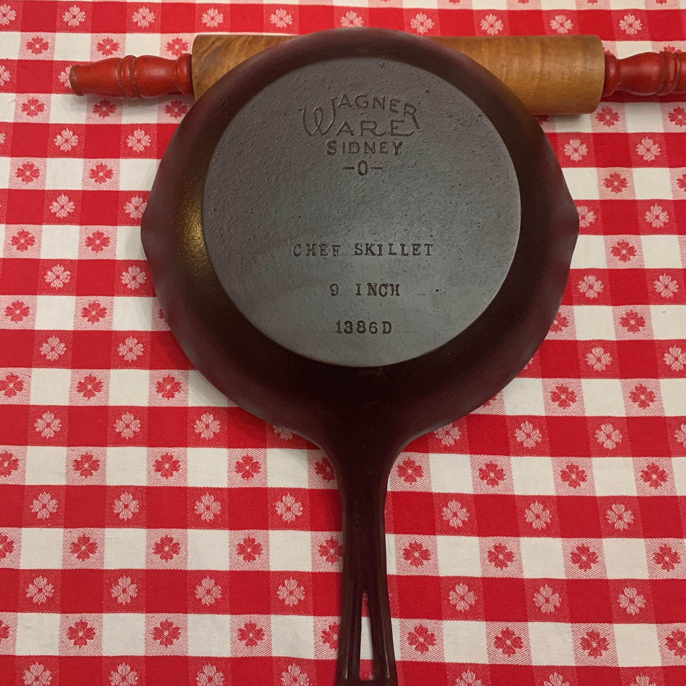 Wagner Ware, Chef Skillet 1386 B, 9 Inch, Restored & Triple-seasoned 