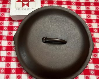 Vintage No. 10 Lodge Cast Iron Domed Basting Lid for Deep Skillet, Dutch Oven, Restored