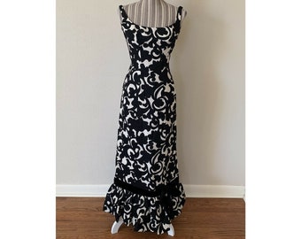 Vintage 1960s Mam'selle by Betty Carol Black White Cocktail Mermaid | Size XS
