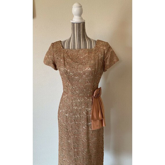 Vintage 1950S Lace Wiggle Dress Size Small Pinup - image 4