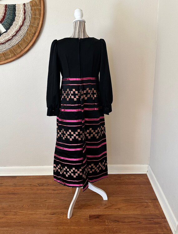 Vintage 60s Eastex Mod Maxi Dress Black Pink Woma… - image 6