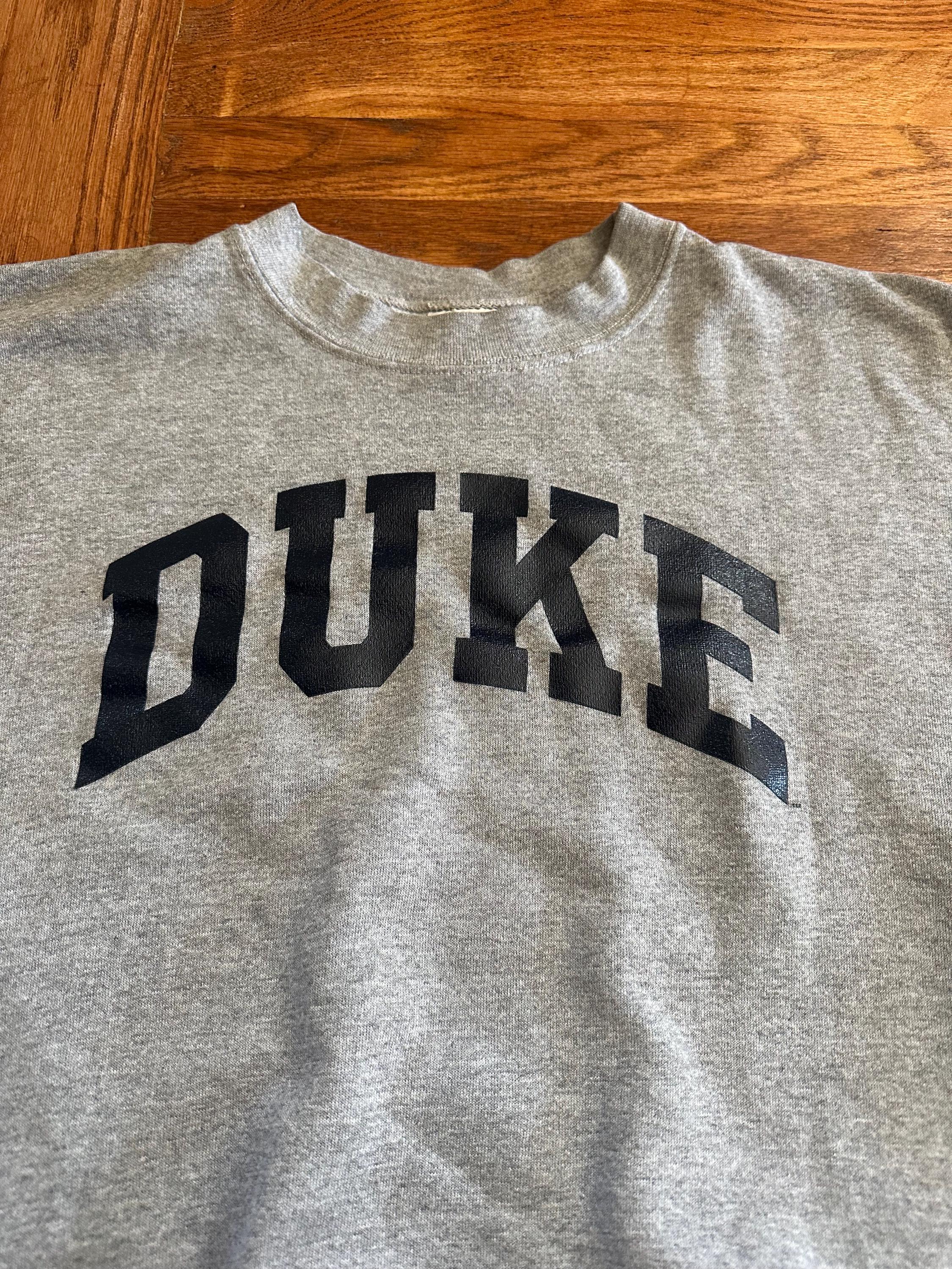 Vintage DUKE UNIVERSITY 90s Cotton Heather GRAY Crew Sweatshirt M 