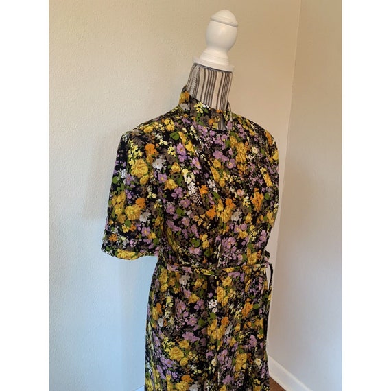 Vintage 70s Floral Pleated Dress Mid Mod Womans M - image 6