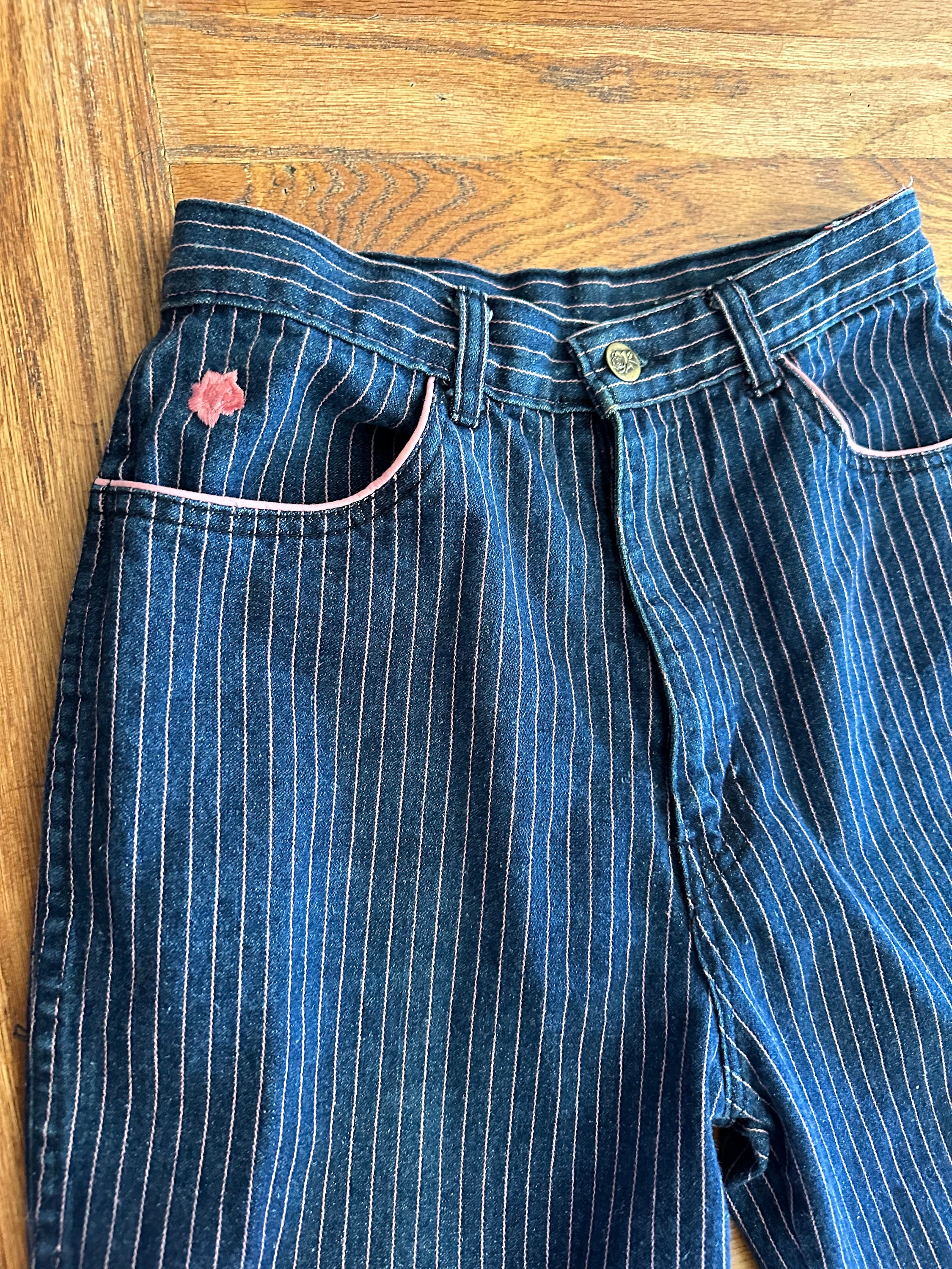 Blue jeans with pink hotsell stripe