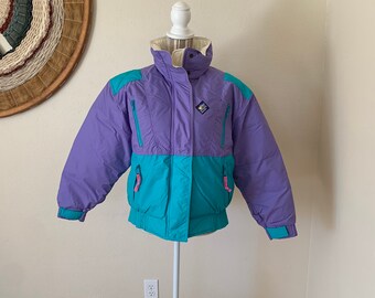 Vintage 90s Woolrich Woman Puffy Color Block Jacket Womans S