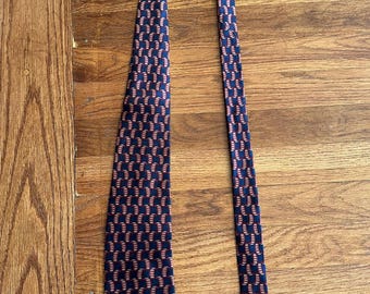 Vintage Lanvin Paris Silk Neck Tie Geometric Designer Navy Red