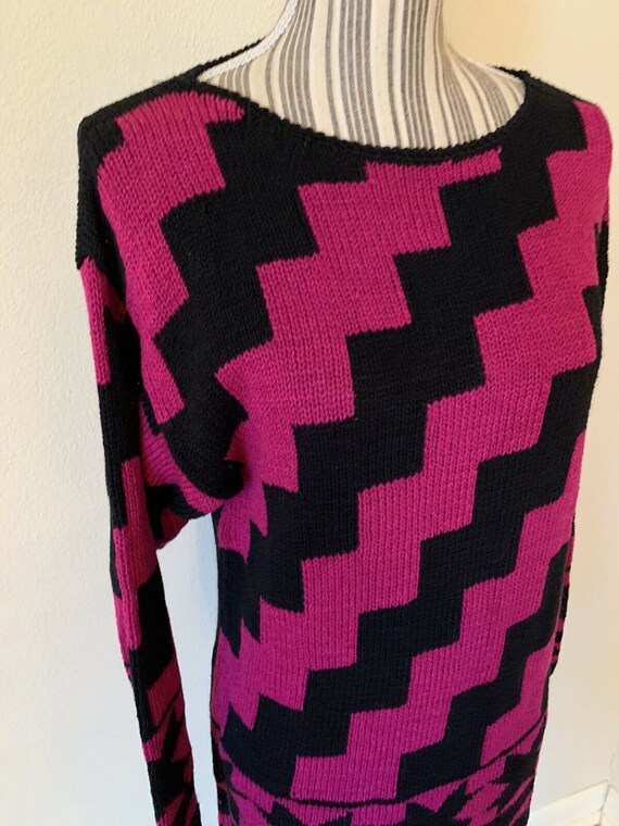Vintage Bonwit Teller 90s Pink Black Sweater Medi… - image 4
