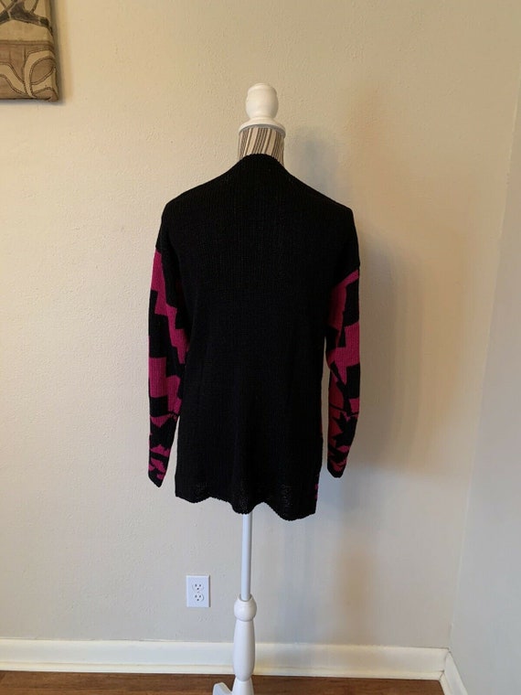 Vintage Bonwit Teller 90s Pink Black Sweater Medi… - image 7