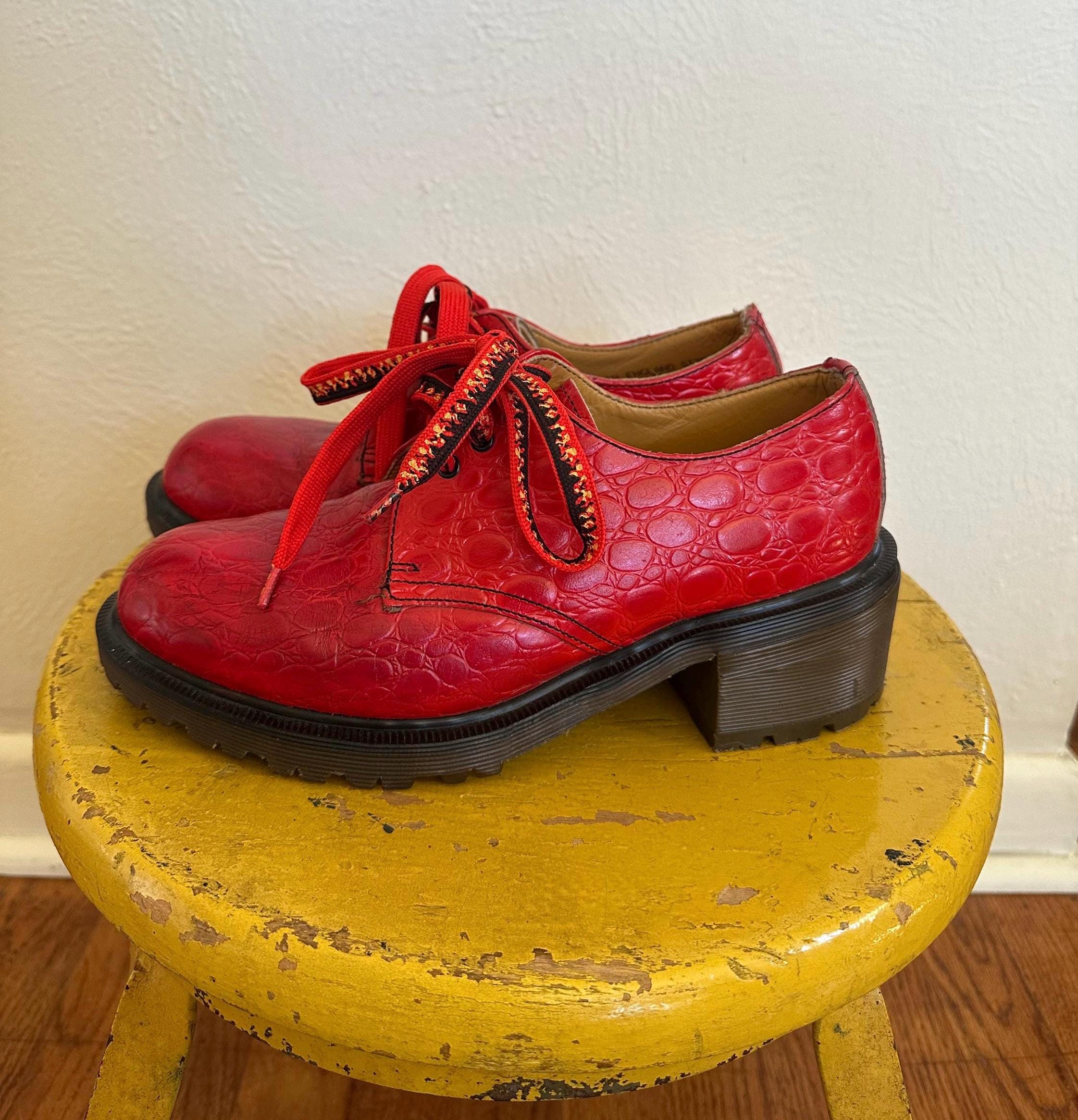 Red Dr Martens Mary Jane Shoes - Etsy