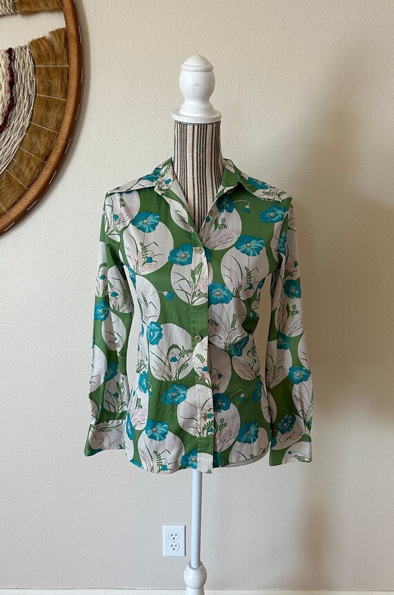 Womens Elles Belles Vintage 70s Button Up Blouse S