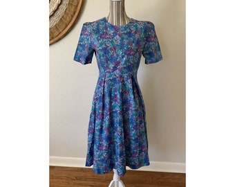 Vintage 50s Floral Cotton Dress Womans Small