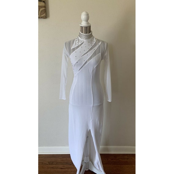 knee length dresses for ladies White Casual Wedding Dress A-Line Square Neck Long Sleeves Backless  Applique Cut-Outs Split Front Long Bridal Gowns – Dbrbridal main image 0