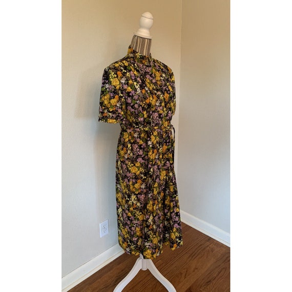 Vintage 70s Floral Pleated Dress Mid Mod Womans M - image 5