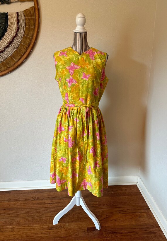 Vintage 60s Butterfly Party Mid Mod Dress Woman's 