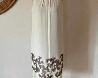 Vintage 60s Neusteters Beaded Coral Cream Cocktail Dress Women M