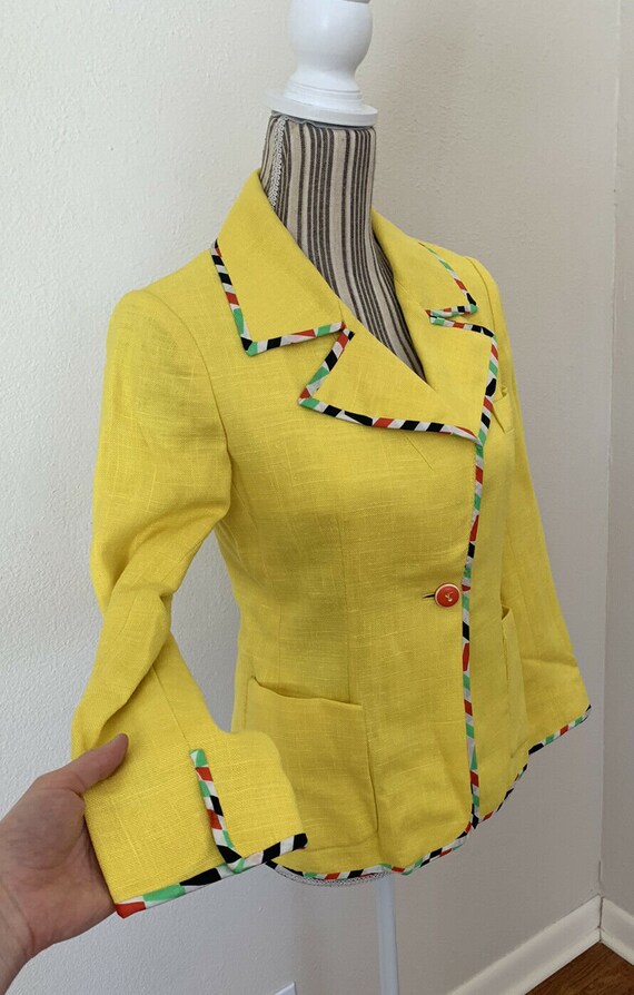 Vintage 1970s Nina Ricci Boutique Yellow Blazer Sm