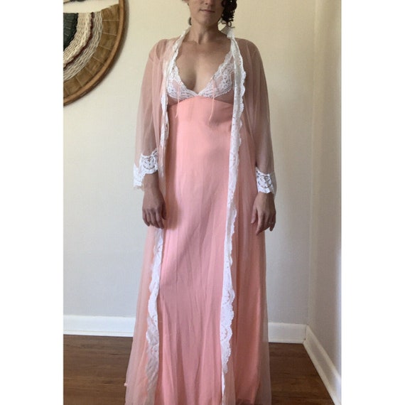 40" Size S-M *DRY CLEANED* Kleding Dameskleding Pyjamas & Badjassen Nachthemden en tops Vintage 100% Silk Mix Match Nightgown Peignoir Set Pink Florals Bust 38" 