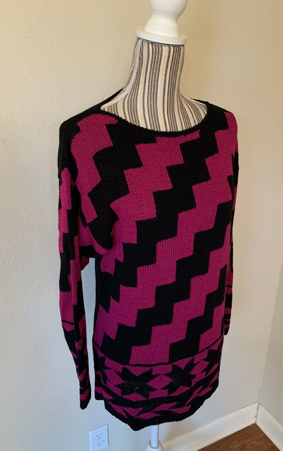 Vintage Bonwit Teller 90s Pink Black Sweater Medi… - image 6