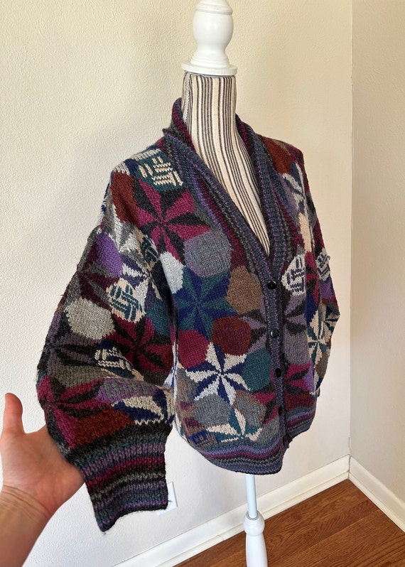 VTG Galeria Latina Alpaca wool Cardigan Hand Knit… - image 7