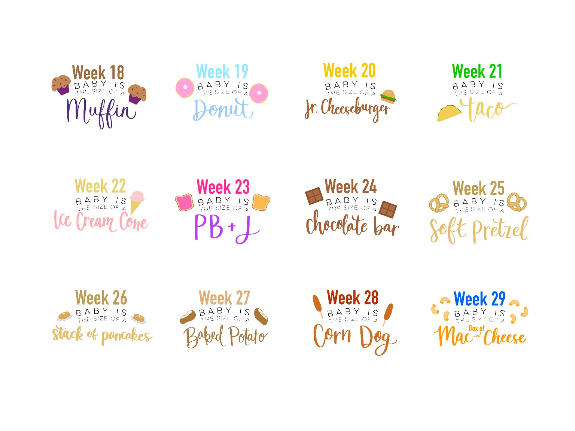 Printable Unique Pregnancy Week-by-week Signs, Fun Funny Foods Signs, How  Big is Baby This Week Chart, PRINTABLE Signs - Etsy, image size:2000x1500