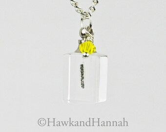 Custom Rice in Square Pendant by Hawk and Hannah
