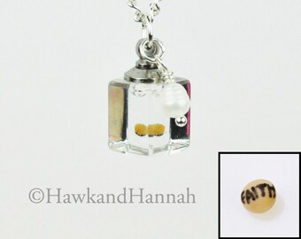 Faith on Mustard Seed Square Pendant by Hawk and Hannah