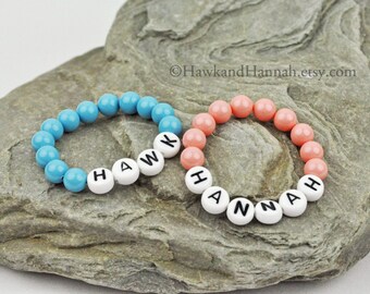 Baby Name Bracelet Personalized Keepsake White Letters by Hawk and Hannah