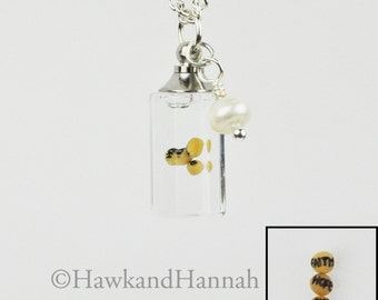 Faith Hope Love Mustard Seeds in Octagon Pendant by Hawk and Hannah