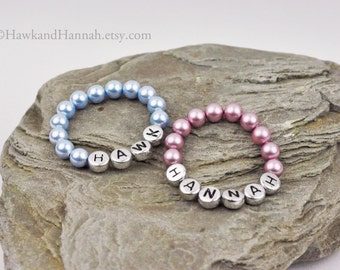 Baby Name Bracelet Personalized Keepsake Silver Letters by Hawk and Hannah