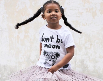 Bella Simone Don't Be Mean Kids White Graphic-Print T-Shirt, Little Boys, Little Girls  - Anti Bullying, Kindness, Teach Kids