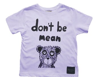 Bella Simone Don't Be Mean Kids Lilac Purple Graphic-Print T-Shirt, Little Boys, Little Girls  - Anti Bullying, Kindness, Teach Kids