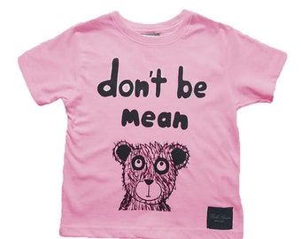 Bella Simone Don't Be Mean Kids Pink Graphic-Print T-Shirt, Little Boys, Little Girls  - Anti Bullying, Kindness, Teach Kids