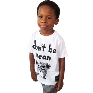 Bella Simone Don't Be Mean Kids White Graphic-Print T-Shirt, Little Boys, Little Girls Anti Bullying, Kindness, Teach Kids image 4