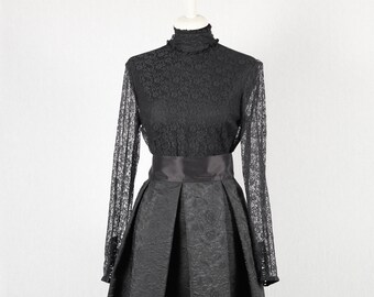 1970s Vintage black lace blouse