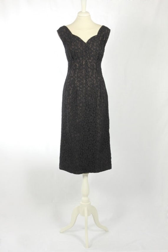 1950s Vintage black lace dress
