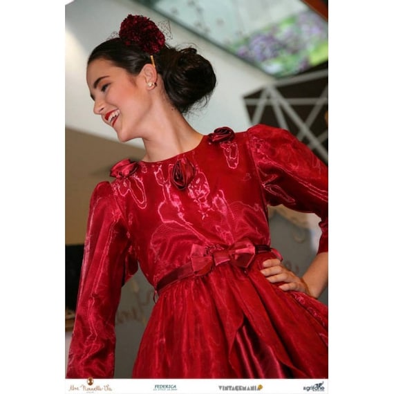 1960s Vintage red organza dress