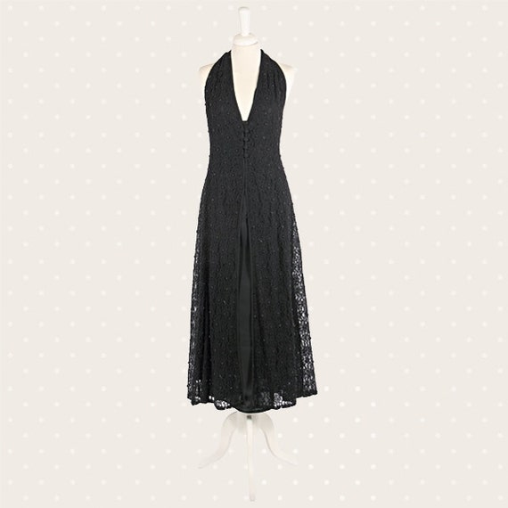1970s Vintage black lace dress