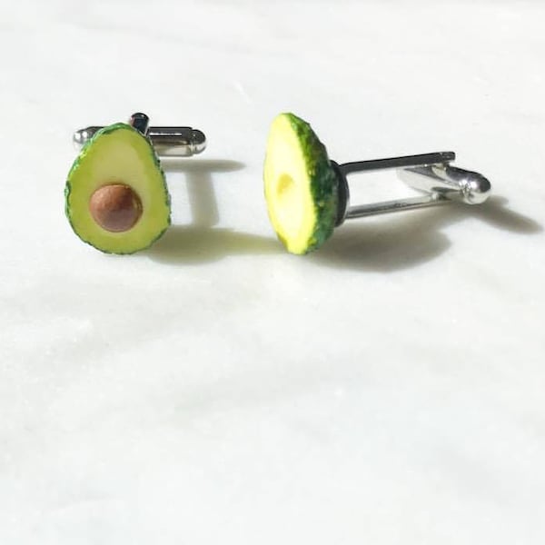Avocado Unisex Cufflinks - Avocado cuff links - food jewelry - vegan cufflink - food jewellery - Wedding - grooms wear - cuff links