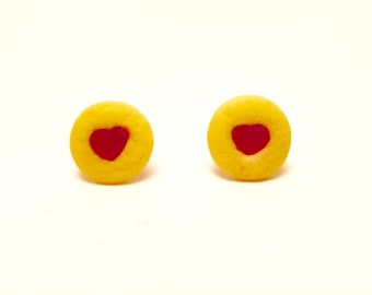 Cookie studs - Jam Fancy biscuit studs - polymer clay biscuit studs - biscuit cookie studs - foodie studs - polymer clay earrings