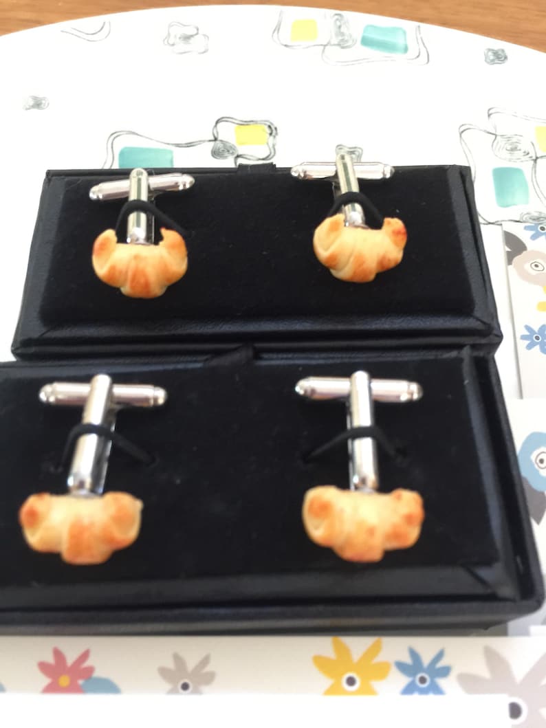 Bestman Grooms man Croissant Unisex Cufflinks Wedding Croissant cufflinks food jewellery food jewelry Cuff Links Junk food