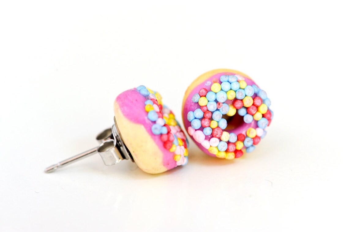 Donut Studs Donut Earings Purple Iced Donut Stud Earrings Etsy