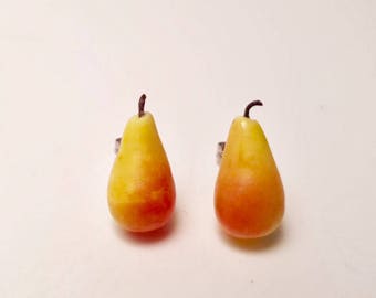 Pear (large) studs - pear studs - pear earrings - fruit earrings - Fruit Salad -  fruit stud earrings - food jewellery - Teachers Gift